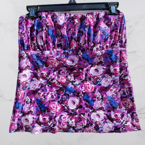 Elle Other - NWT - Elle Purple Floral Tankini Bathing Suit Top - (10)